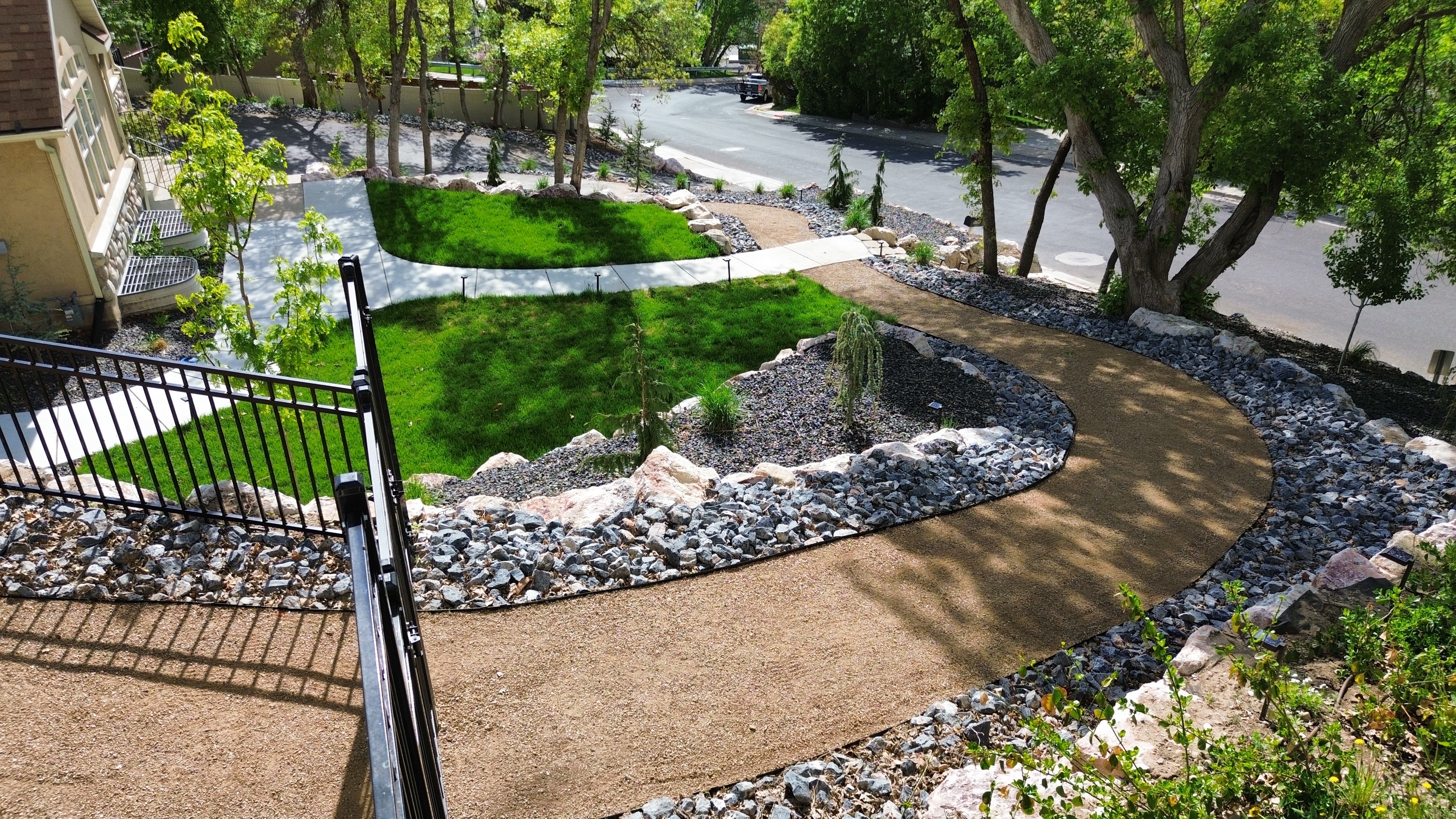 Aerial landscape project view in Northern Utah by EC Landscaping in Clearfield Utah