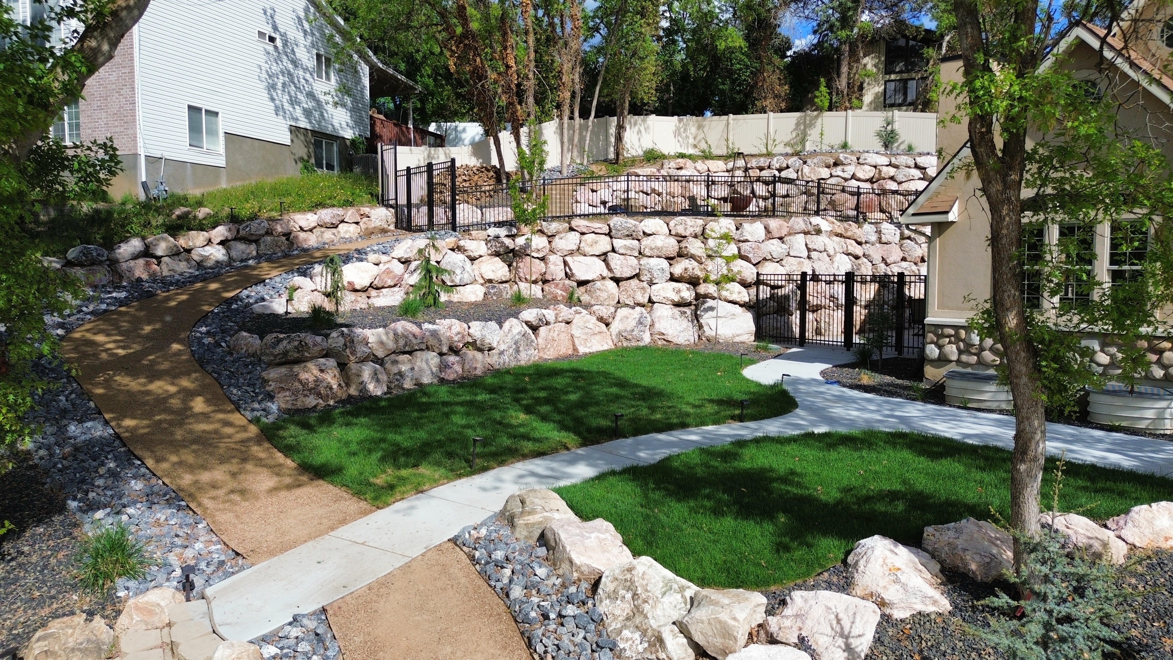 Aerial landscape project view by EC Landscaping in Pleasant View Utah