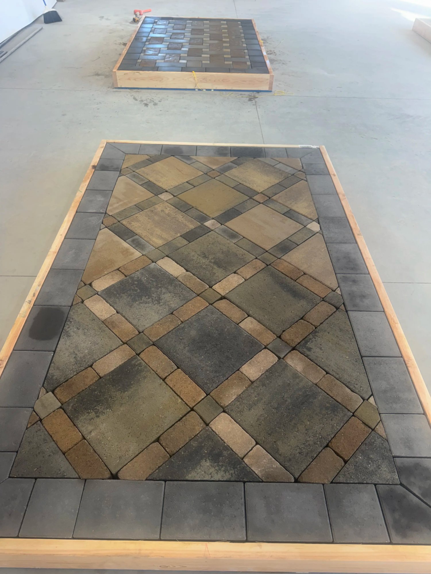 Paver layout with diagonal pattern design mockup by EC Landscaping in Pleasant View Utah