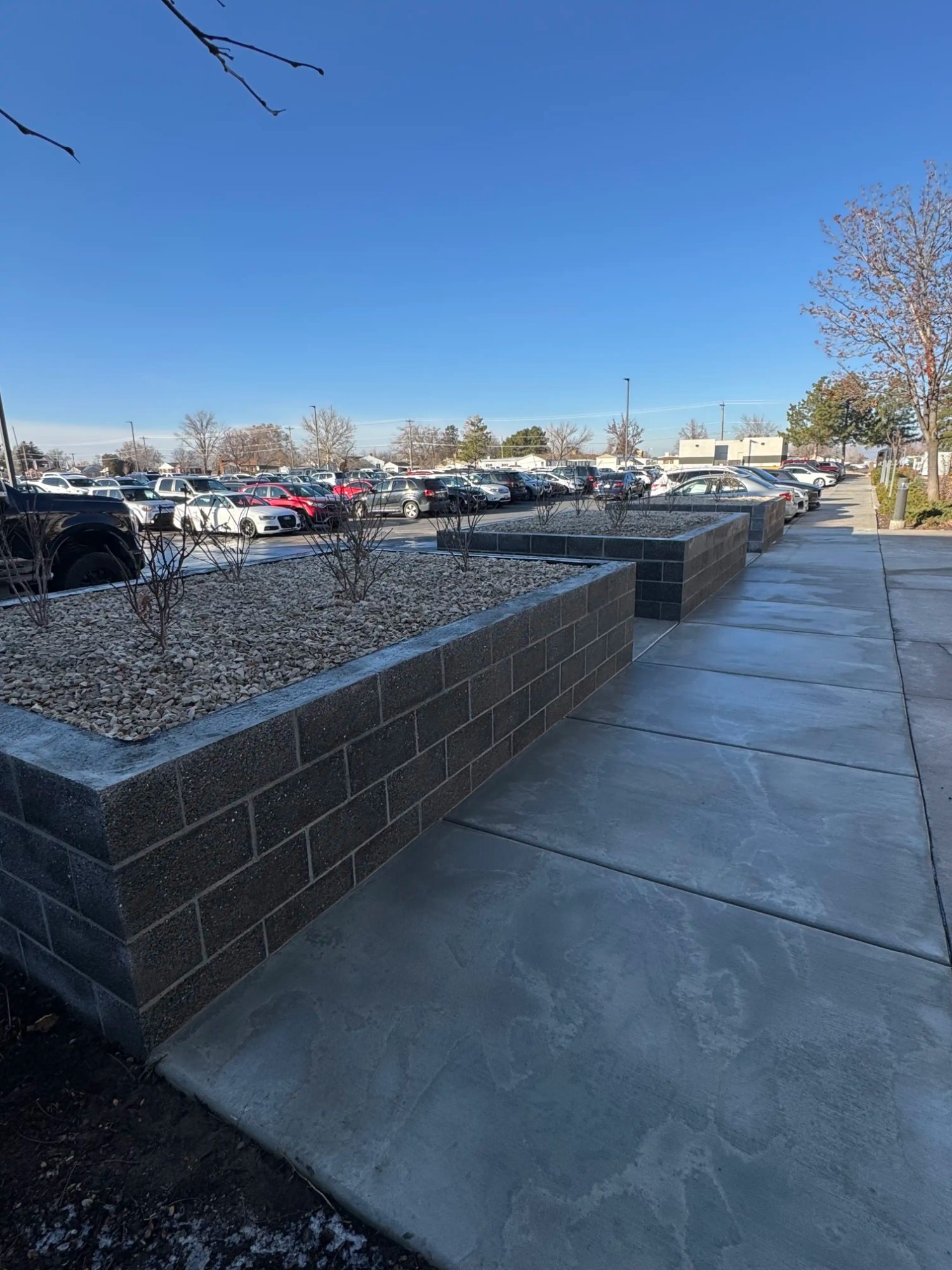 Commercial CMU planters parking lot Utah