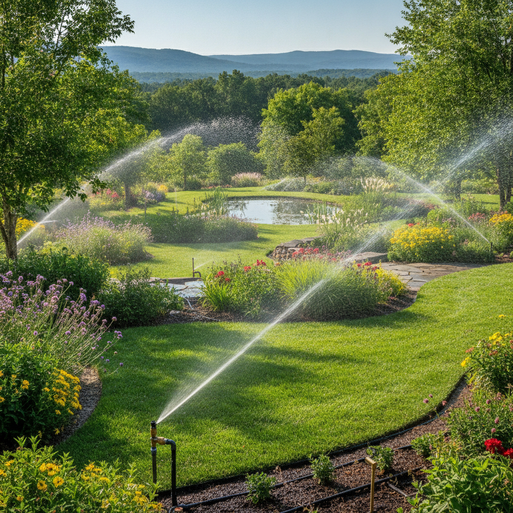 Lush irrigated garden landscape